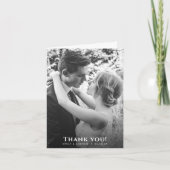 Minimalistische B&W Foto Hochzeit Dankeskarte (Vorderseite)