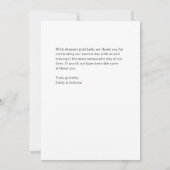 Minimalistische B&W Foto Hochzeit Dankeskarte (Rückseite)