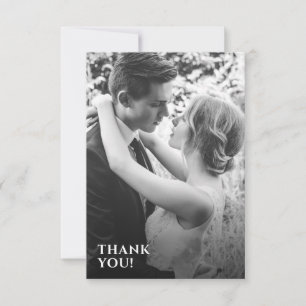 Minimalistische B&W Foto Hochzeit Dankeskarte