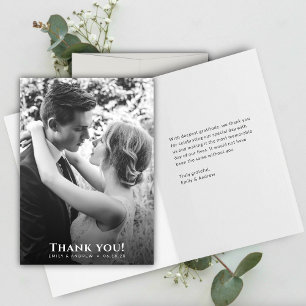 Minimalistische B&W Foto Hochzeit Dankeskarte
