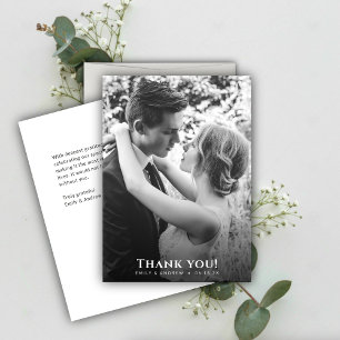 Minimalistische B&W Foto Hochzeit Dankeskarte