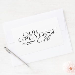 Minimalistische Baby-Ankündigung Weihnachten Rechteckiger Aufkleber