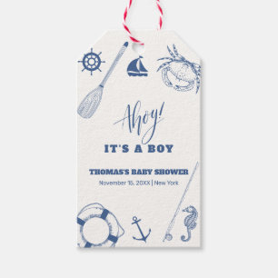 Minimalistische Baby-Dusche für Fischerboote Geschenkanhänger