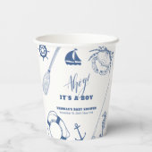 Minimalistische Baby-Dusche für Fischerboote Pappbecher (Rückseite)