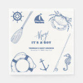 Minimalistische Baby-Dusche für Fischerboote Serviette (Vorderseite)