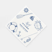 Minimalistische Baby-Dusche für Fischerboote Serviette (Ecke)