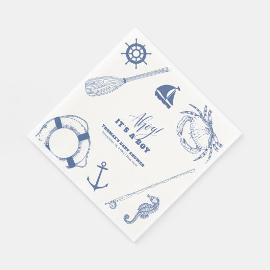 Minimalistische Baby-Dusche für Fischerboote Serviette (Ecke)