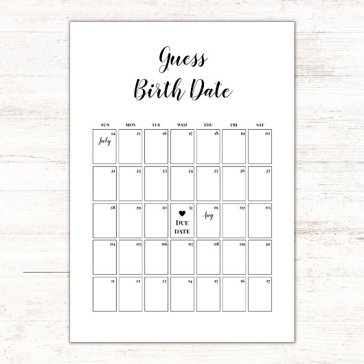 Minimalistische Baby-Dusche Ratschlag Fälligkeitsd Karte