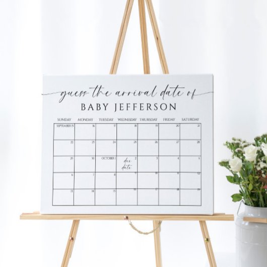 Minimalistische Baby-Dusche Ratschlag Fälligkeitsd Poster