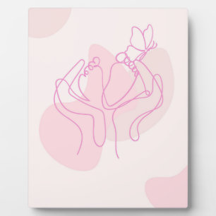 Minimalistische Baby Feet Line Art mit Schmetterli Fotoplatte