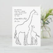 Minimalistische Baby Giraffe Line Art Mother Day C Karte (Stehend Vorderseite)