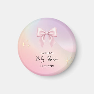 Minimalistische Baby-Party mit rosa Schleife Magnet