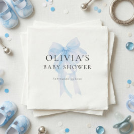 Minimalistische Baby-Party mit sanftem blauen Boge Serviette