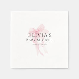 Minimalistische Baby-Party mit zartrosa Schleife Serviette