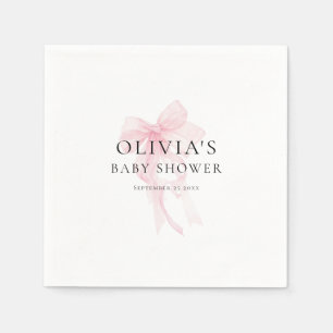 Minimalistische Baby-Party mit zartrosa Schleife Serviette