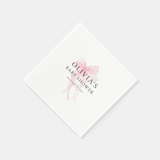 Minimalistische Baby-Party mit zartrosa Schleife Serviette (Ecke)