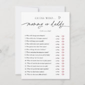 Minimalistische Baby Shower Mommy oder Daddy Game Einladung (Vorderseite)