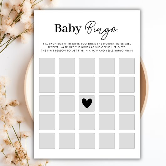 Minimalistische Baby Showkarte Bingo Spielkarte Einladung