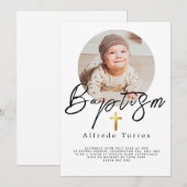 Minimalistische Baby-Taufe Einladung mit Foto (Vorne/Hinten)