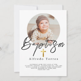 Minimalistische Baby-Taufe Einladung mit Foto
