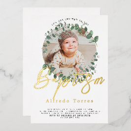 Minimalistische Baby-Taufe Einladung mit Foto