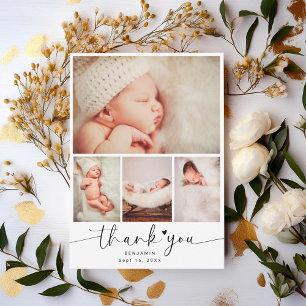 Minimalistische Babydusche 4 Foto Collage Vielen D Dankeskarte