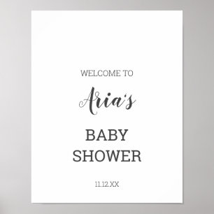 Minimalistische Babydusche Begrüßungszeichen Poster