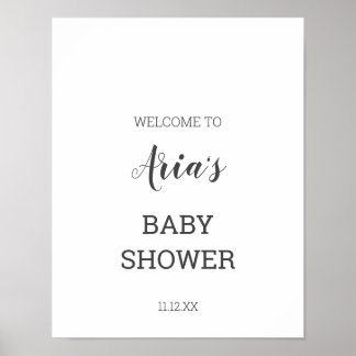 Minimalistische Babydusche Begrüßungszeichen Poster