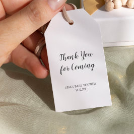 Minimalistische Babydusche Gefälligkeitsmarken Geschenkanhänger