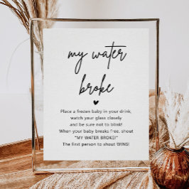 Minimalistische Babydusche mein Wasser-Broke-Spiel Poster