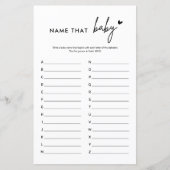 Minimalistische Babydusche Name dieses Babyspiels (Vorderseite)