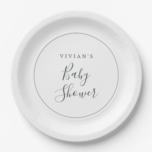 Minimalistische Babydusche Pappteller (Vorderseite)