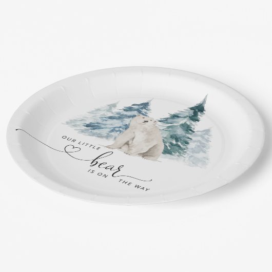 Minimalistische Babydusche Pappteller (Schrägansicht)