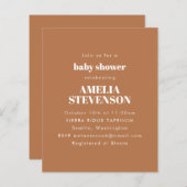 Minimalistische Babydusche Terracotta Einladung (Vorne/Hinten)