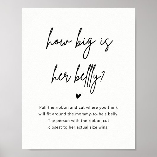 Minimalistische Babydusche wie groß ist ihr Bauchz Poster (Vorne)