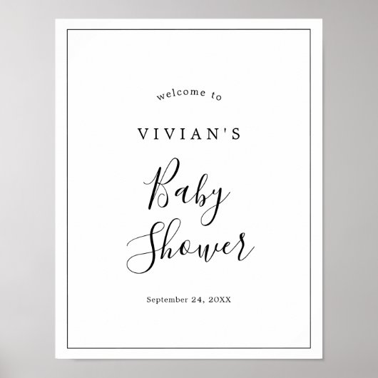 Minimalistische Babydusche Willkommen Poster (Vorne)