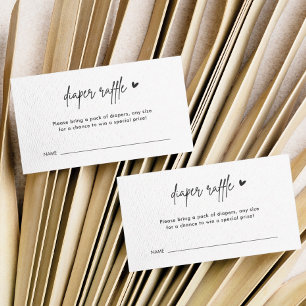 Minimalistische Babydusche Windeln Raffelkarten Begleitkarte