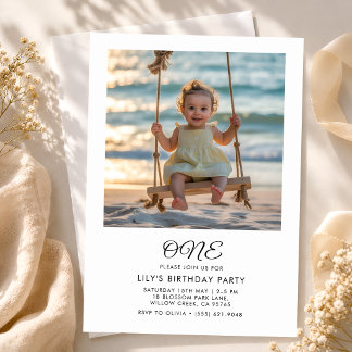 Minimalistische Babyparty zum 1. Geburtstag eines Einladung