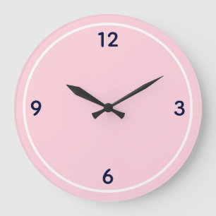 Minimalistische Babyrosa und Marineblaue große Zah Wanduhr