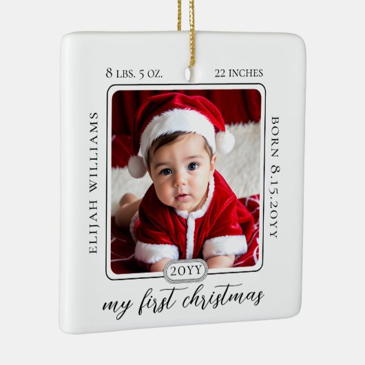 Minimalistische Babys Erstes Weihnachtsgeburtsheim Keramikornament (Rechts)