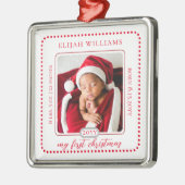 Minimalistische Babys Erstes Weihnachtsgeburtsheim Ornament Aus Metall (Links)