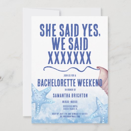 Minimalistische Bachelorette Wochenende Einladung (Vorderseite)