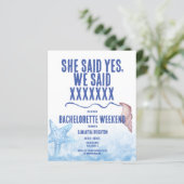 Minimalistische Bachelorette Wochenende Einladung (Stehend Vorderseite)