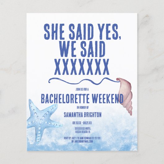 Minimalistische Bachelorette Wochenende Einladung (Vorderseite)