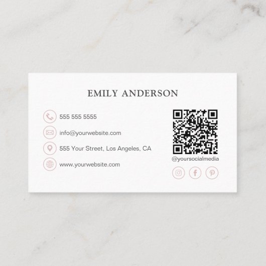 Minimalistische Bäckerei QR Social Media Visitenkarte (Rückseite)