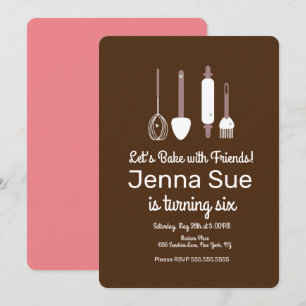 Minimalistische Backutensilien für Geburtstagsfeie Einladung