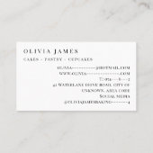 Minimalistische Backwaren Backwaren Konditorei Koc Visitenkarte (Rückseite)