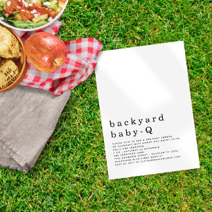 Minimalistische Backyard Baby Q GRILLEN Dusche Einladung