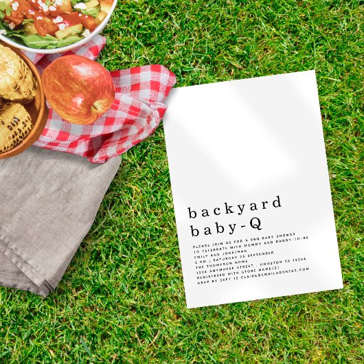 Minimalistische Backyard Baby Q GRILLEN Dusche Einladung