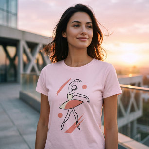 Minimalistische Ballerina Linienkunst Moderne Tanz T-Shirt